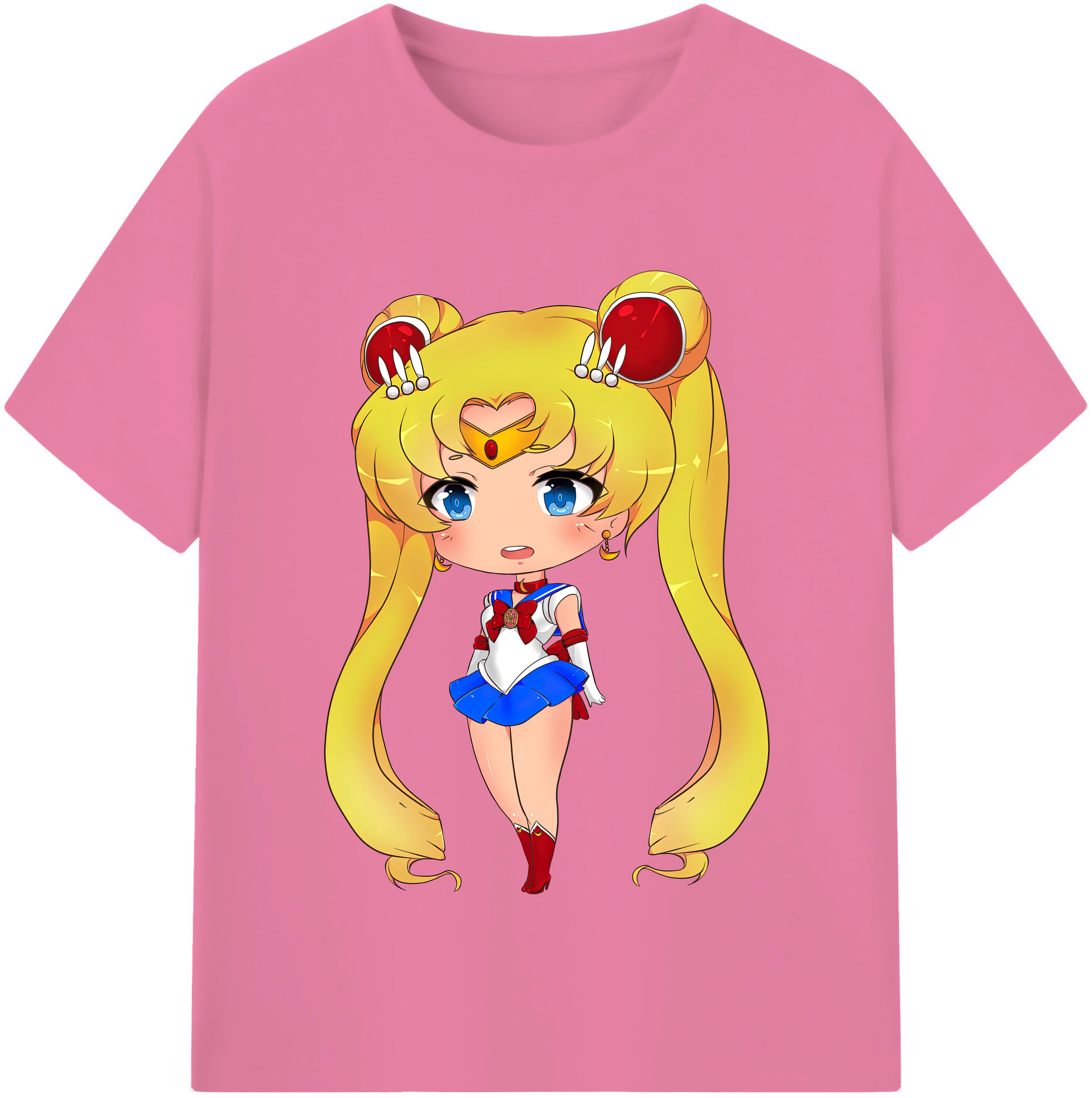 （画像用） 美少女戦士セーラームーン 月野 うさぎ つきの うさぎ Sailor Moon Tsukino Usagi 綿100％半袖Tシャツ（フロントプリント）